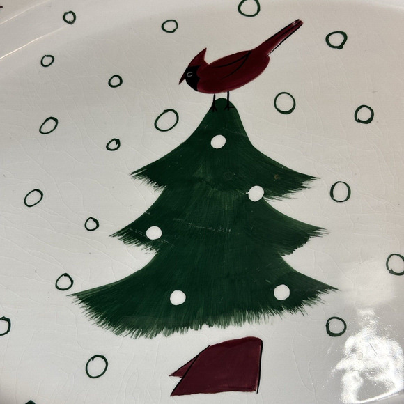 Studio Nova Holiday Cardinal Christmas 20" Oval Serving Platter KT547 Vintage - Picture 9 of 15